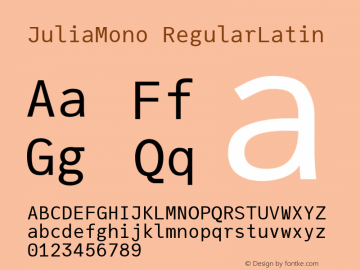 JuliaMono RegularLatin Version 0.017; ttfautohint (v1.8) Font Sample