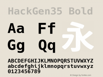 HackGen35 Bold Version 2.2.0 ; ttfautohint (v1.8.1) -l 6 -r 45 -G 200 -x 14 -D latn -f none -m 