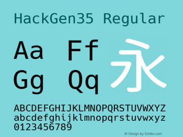 HackGen35 Regular Version 2.2.0 ; ttfautohint (v1.8.1) -l 6 -r 45 -G 200 -x 14 -D latn -f none -m 