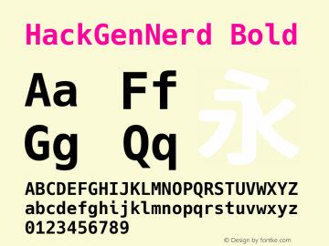 HackGenNerd Bold Version 2.2.0 ; ttfautohint (v1.8.1) -l 6 -r 45 -G 200 -x 14 -D latn -f none -m 