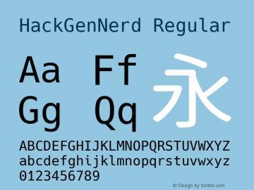 HackGenNerd Regular Version 2.2.0 ; ttfautohint (v1.8.1) -l 6 -r 45 -G 200 -x 14 -D latn -f none -m 