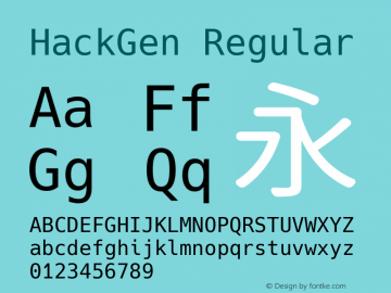 HackGen Regular Version 2.2.0 ; ttfautohint (v1.8.1) -l 6 -r 45 -G 200 -x 14 -D latn -f none -m 