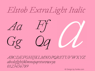 Elstob ExtraLight Italic Version 1.010 Font Sample