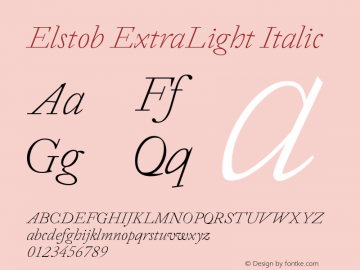 Elstob ExtraLight Italic Version 1.011; ttfautohint (v1.8.3) Font Sample