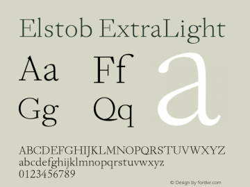 Elstob ExtraLight Version 1.011 Font Sample