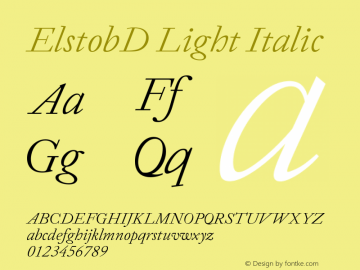 ElstobD Light Italic Version 1.011; ttfautohint (v1.8.3) Font Sample