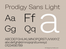 Prodigy Sans Light Version 1.003; ttfautohint (v1.8.3) Font Sample