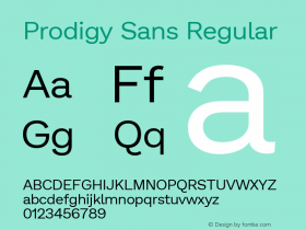 Prodigy Sans Regular Version 1.003; ttfautohint (v1.8.3) Font Sample