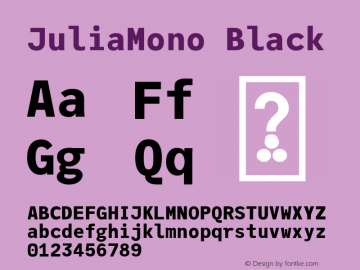JuliaMono Black Version 0.019; ttfautohint (v1.8) Font Sample
