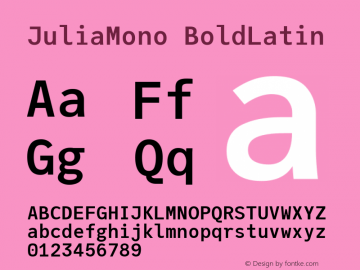 JuliaMono BoldLatin Version 0.019; ttfautohint (v1.8) Font Sample