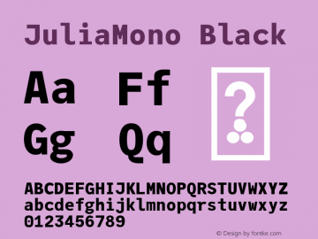 JuliaMono Black Version 0.020; ttfautohint (v1.8)图片样张