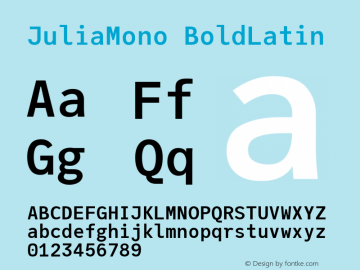 JuliaMono BoldLatin Version 0.021; ttfautohint (v1.8) Font Sample