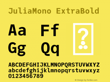 JuliaMono ExtraBold Version 0.021; ttfautohint (v1.8)图片样张