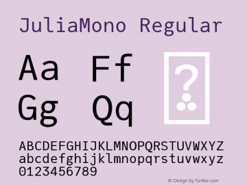 JuliaMono Regular Version 0.021; ttfautohint (v1.8) Font Sample