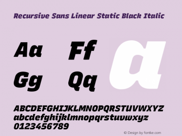 Recursive Sn Lnr St Blk Italic Version 1.066;hotconv 1.0.115;makeotfexe 2.5.65600图片样张
