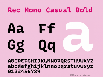 Rec Mono Casual Bold Version 1.066 Font Sample