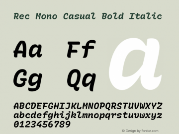Rec Mono Casual Bold Italic Version 1.066 Font Sample