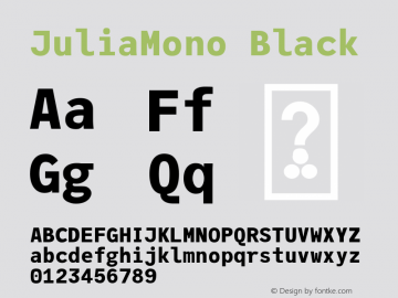 JuliaMono Black Version 0.022; ttfautohint (v1.8) Font Sample