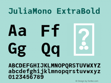 JuliaMono ExtraBold Version 0.022; ttfautohint (v1.8) Font Sample
