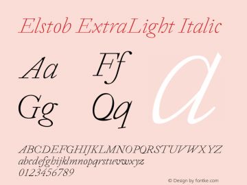 Elstob ExtraLight Italic Version 1.012; ttfautohint (v1.8.3) Font Sample