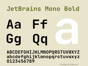 JetBrains Mono Bold Version 2.200; ttfautohint (v1.8.3)图片样张