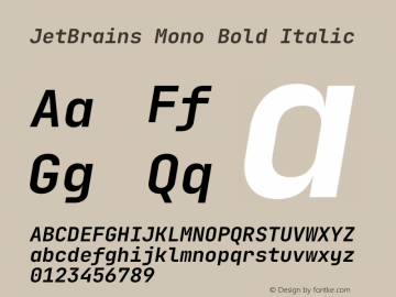JetBrains Mono Bold Italic Version 2.200图片样张