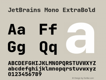 JetBrains Mono ExtraBold Version 2.200; ttfautohint (v1.8.3)图片样张