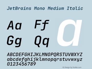 JetBrains Mono Medium Italic Version 2.200图片样张