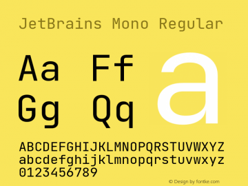 JetBrains Mono Regular Version 2.200; ttfautohint (v1.8.3)图片样张