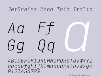 JetBrains Mono Thin Italic Version 2.200图片样张