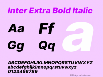 Inter Extra Bold Italic Version 3.013;git-1cae97df7 Font Sample