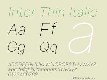 Inter Thin Italic Version 3.013;git-1cae97df7图片样张