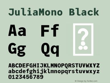 JuliaMono Black Version 0.023; ttfautohint (v1.8) Font Sample