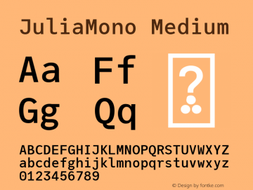JuliaMono Medium Version 0.023; ttfautohint (v1.8) Font Sample
