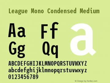 League Mono Condensed Medium Version 2.220;RELEASE Font Sample