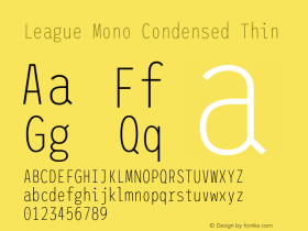 League Mono Condensed Thin Version 2.220;RELEASE图片样张