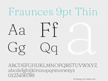 Fraunces 9pt Thin Version 1.000;[f99f86859] Font Sample