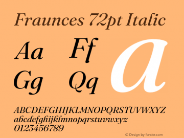 Fraunces 72pt Italic Version 1.000;[f99f86859]图片样张