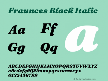 Fraunces 9pt Black Italic Version 1.000;[f99f86859] Font Sample