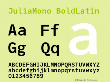 JuliaMono BoldLatin Version 0.025; ttfautohint (v1.8) Font Sample