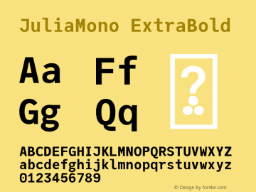 JuliaMono ExtraBold Version 0.025; ttfautohint (v1.8)图片样张