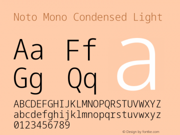 Noto Mono Condensed Light Version 2.004 Font Sample