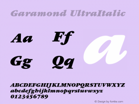 Garamond UltraItalic Macromedia Fontographer 4.1 1/12/98图片样张