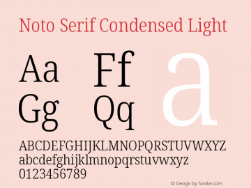 Noto Serif Condensed Light Version 2.003 Font Sample