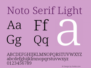 Noto Serif Light Version 2.003 Font Sample