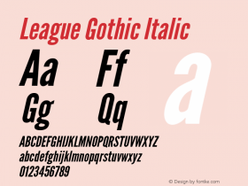 League Gothic Italic Version 1.600;RELEASE图片样张