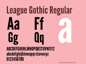 League Gothic Regular Version 1.600;RELEASE Font Sample