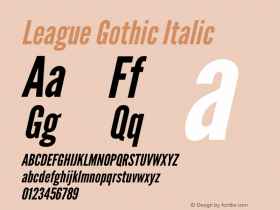 League Gothic Italic Version 1.601;RELEASE图片样张