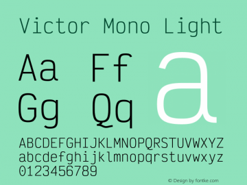 Victor Mono Light Version 1.420;hotconv 1.0.109;makeotfexe 2.5.65596图片样张