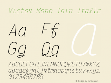 Victor Mono Thin Italic Version 1.420图片样张
